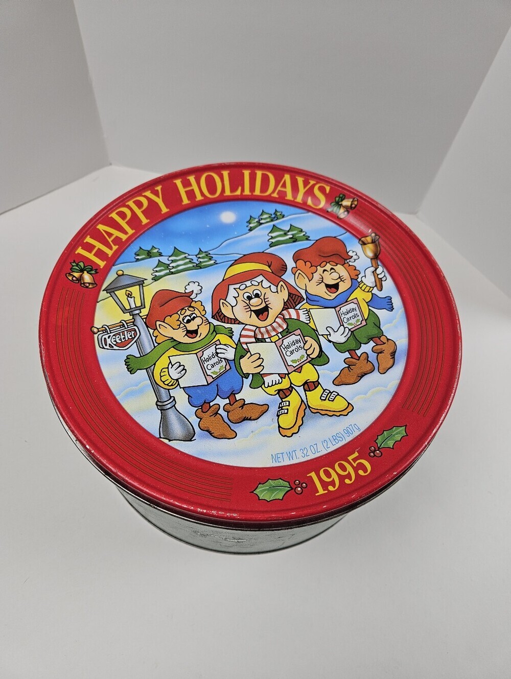 Keebler Elves 1995 10 Inch Holiday Christmas Carolers Cookie Tin